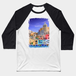 Naples Italy Italian Vintage Minimal Retro Travel Poster Baseball T-Shirt